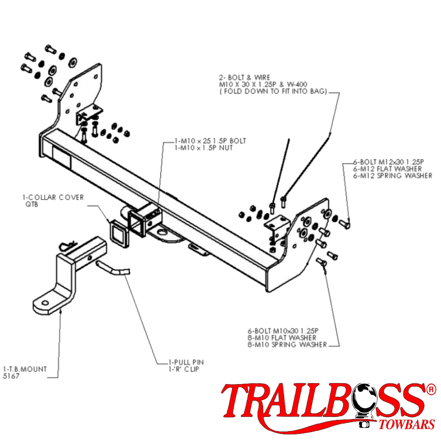 Holden Rodeo Tub Body No Step (Not Sports) 03/2003 - 06/2008 - Towbar Kit