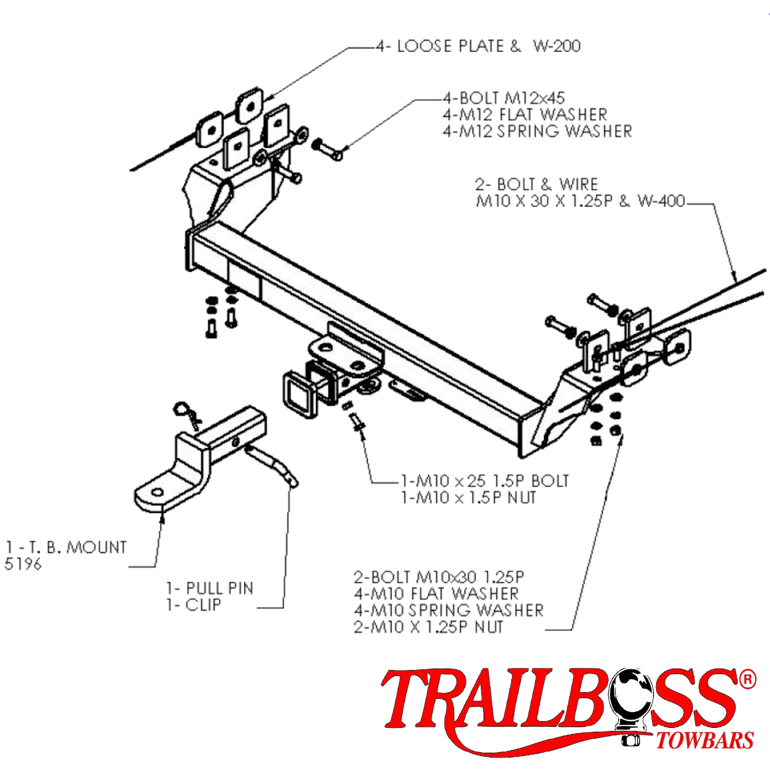 Holden Rodeo Sports Tub Body With Step 03/2003 - 06/2008 - Towbar Kit