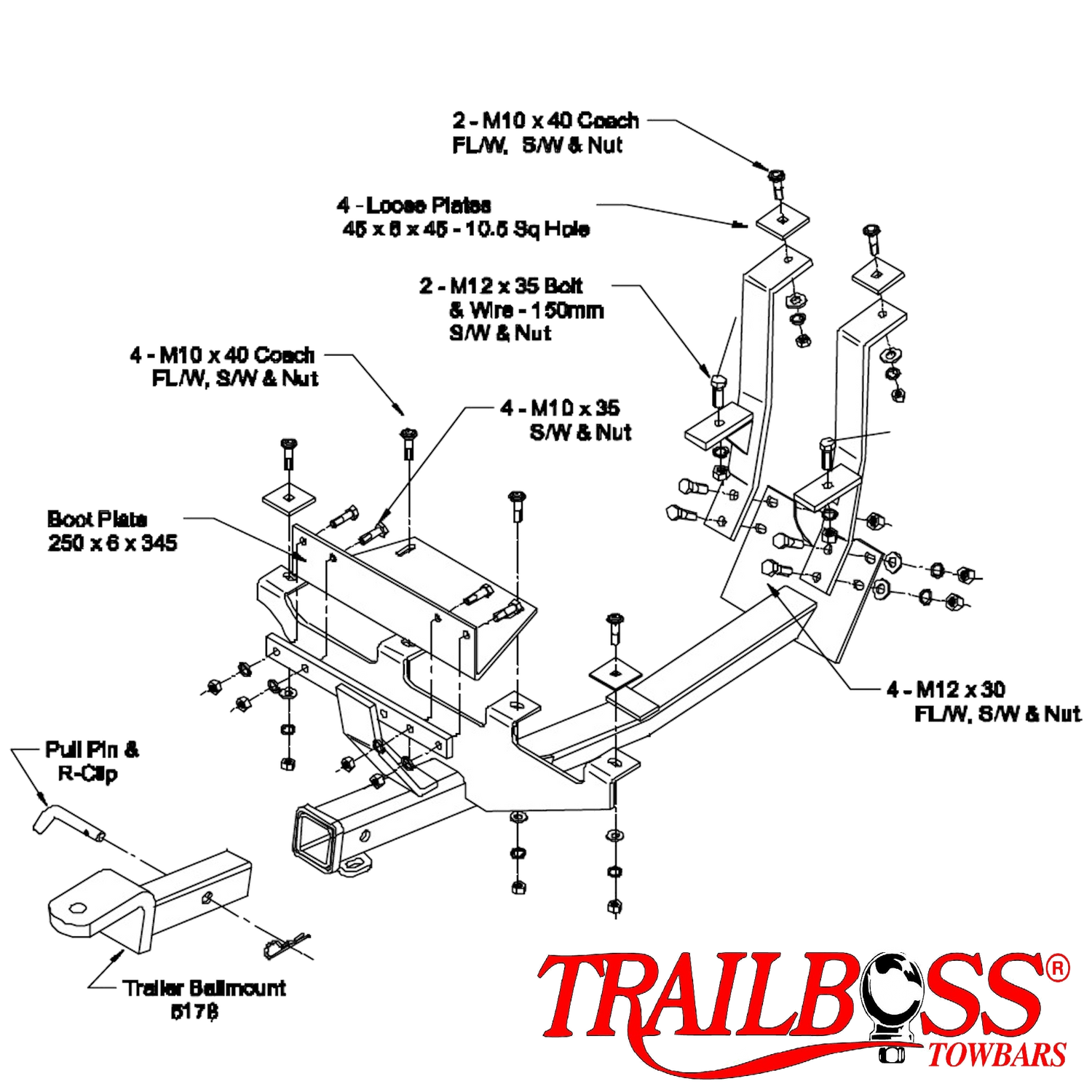 Holden Commodore VP, VR, VS V8 (Not SS, Clubsport) Sedan With IRS 10/1991 - 08/1997 - Towbar Kit