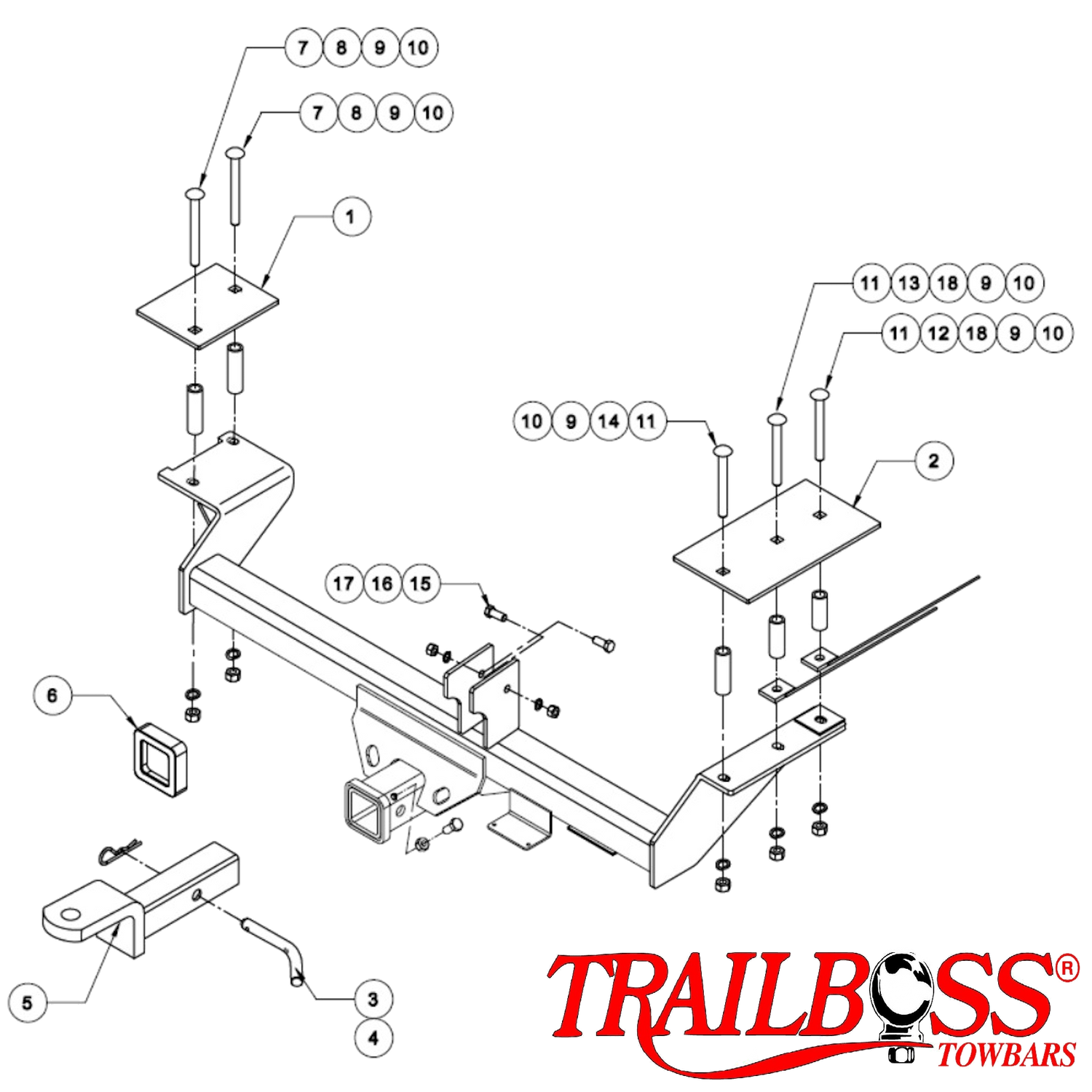 Holden Commodore VU, VY, VZ (Inc S & SS) Tub Body 01/2001 - 09/2007 - Towbar Kit