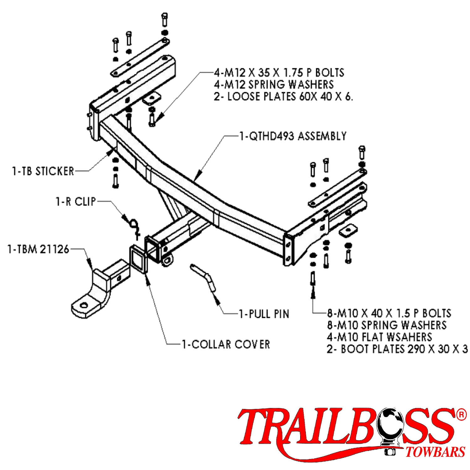 Holden Statesman WM Sedan 08/2006 - 05/2016 - Towbar Kit
