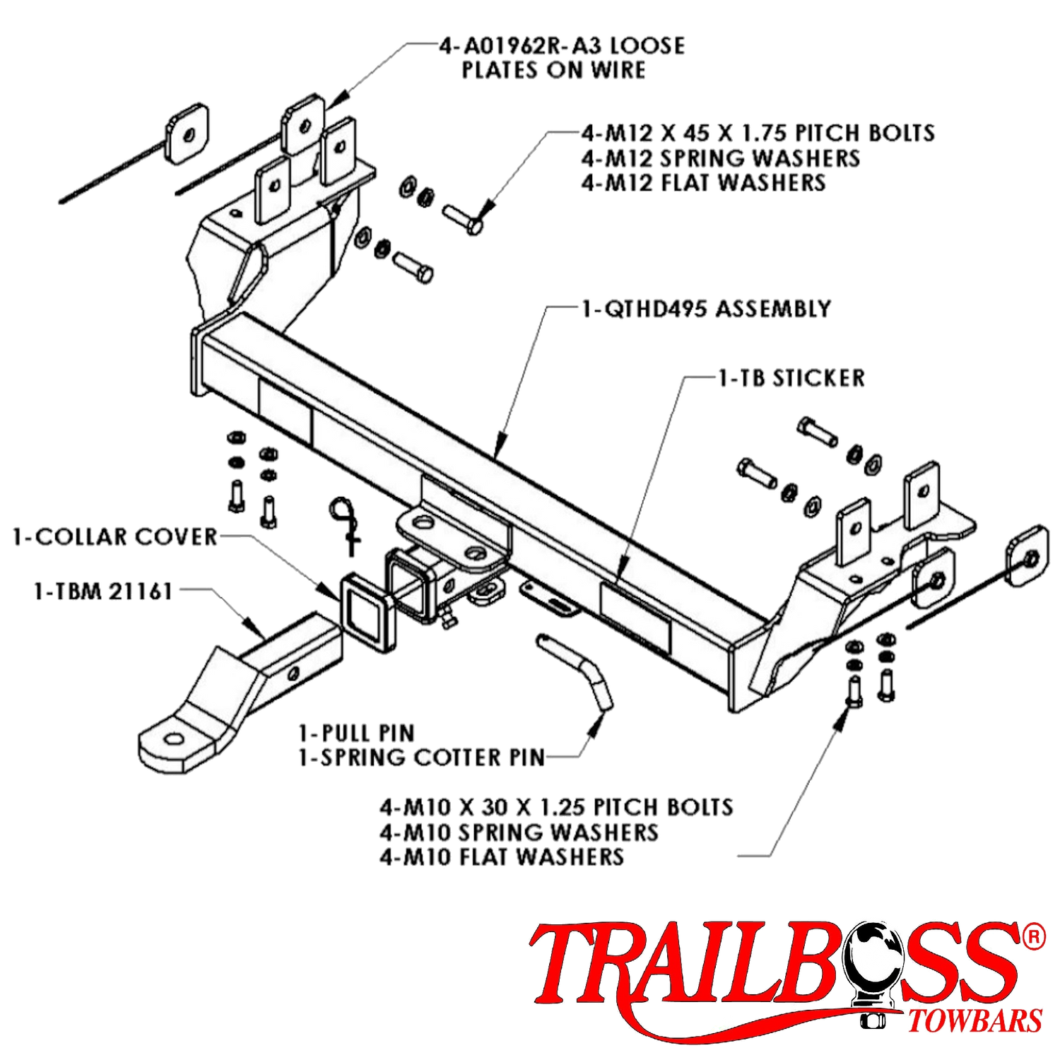 Holden Colorado RC 2wd & 4wd Hi-Rider Tub Body With Bumper 07/2008 - 05/2012 - Towbar Kit