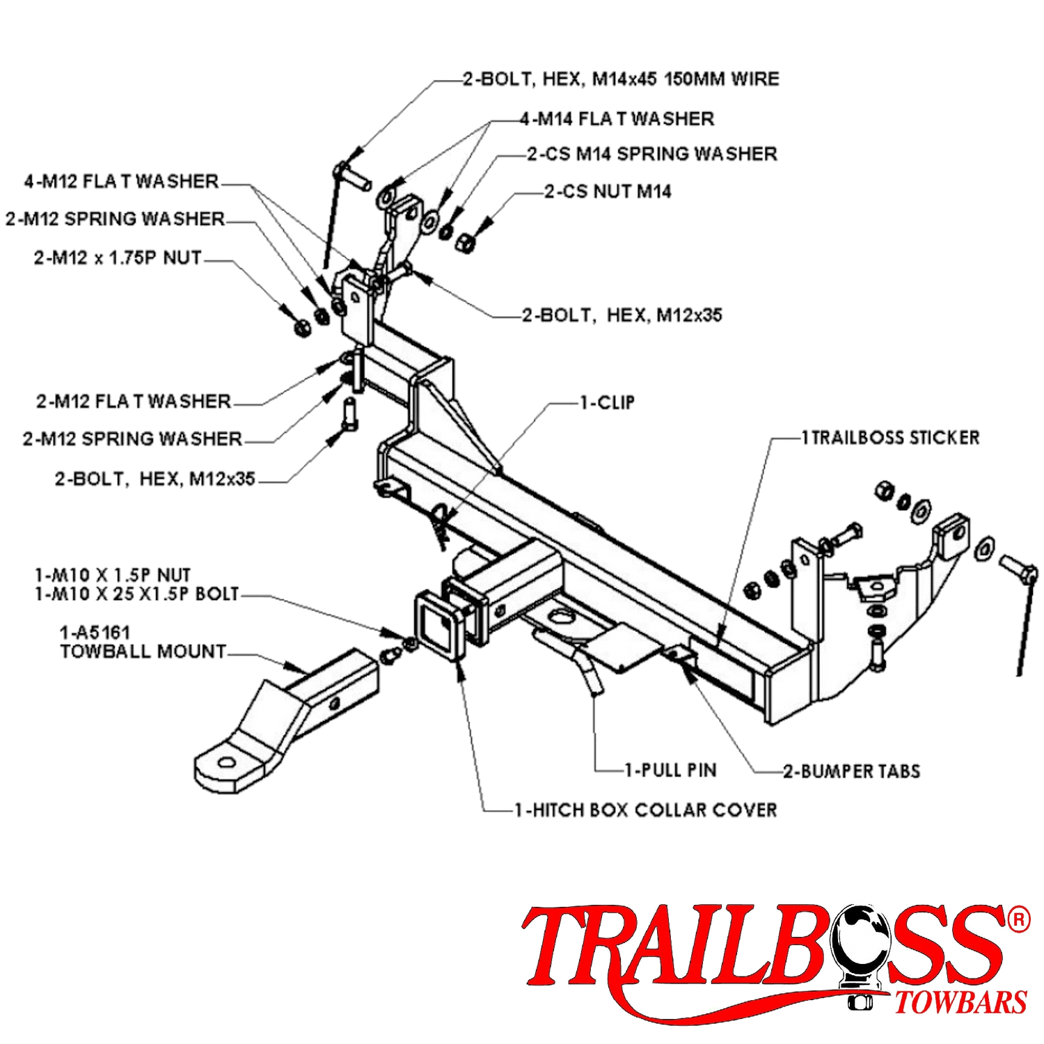 Holden Crewman Tub Body 10/2003 - 08/2007 - Towbar Kit