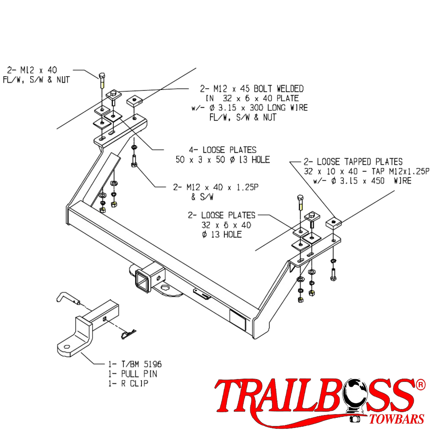 Ford Courier 4wd Tub Body With Bumper 06/1985 - 12/2006 - Towbar Kit