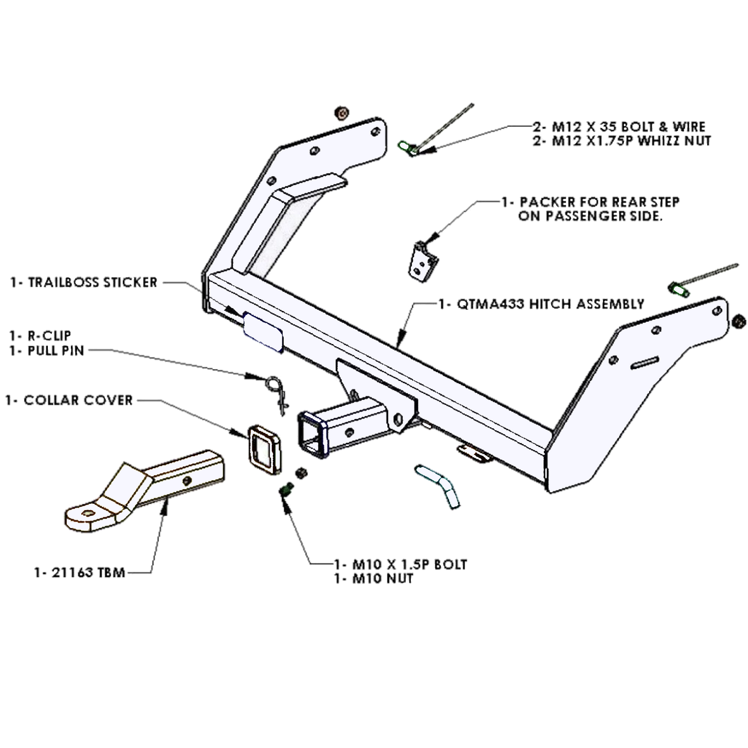 Ford Ranger 2wd Tub Body With Bumper 02/2007 - 09/2011 - Towbar Kit