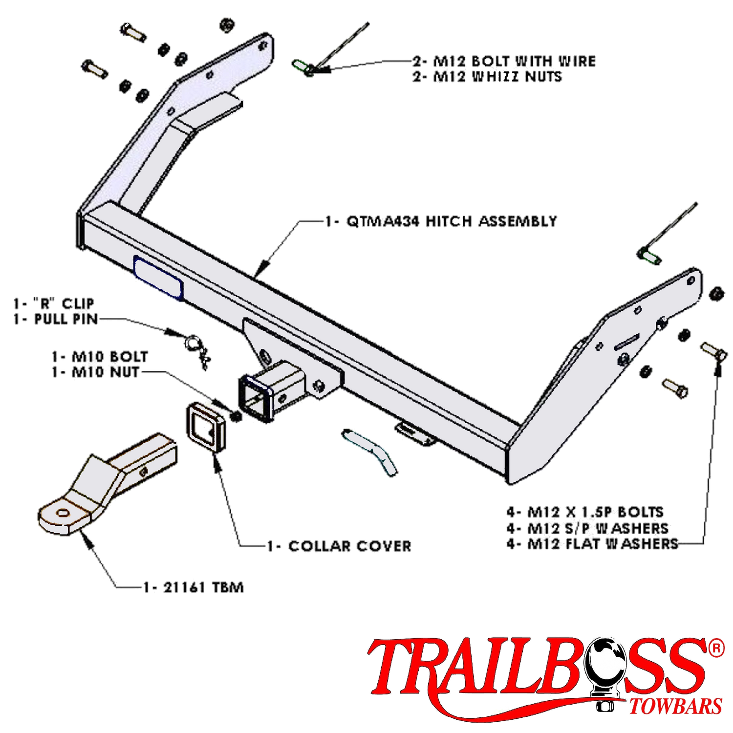 Ford Ranger 4wd Cab Chassis No Bumper 02/2007 - 09/2011 - Towbar Kit