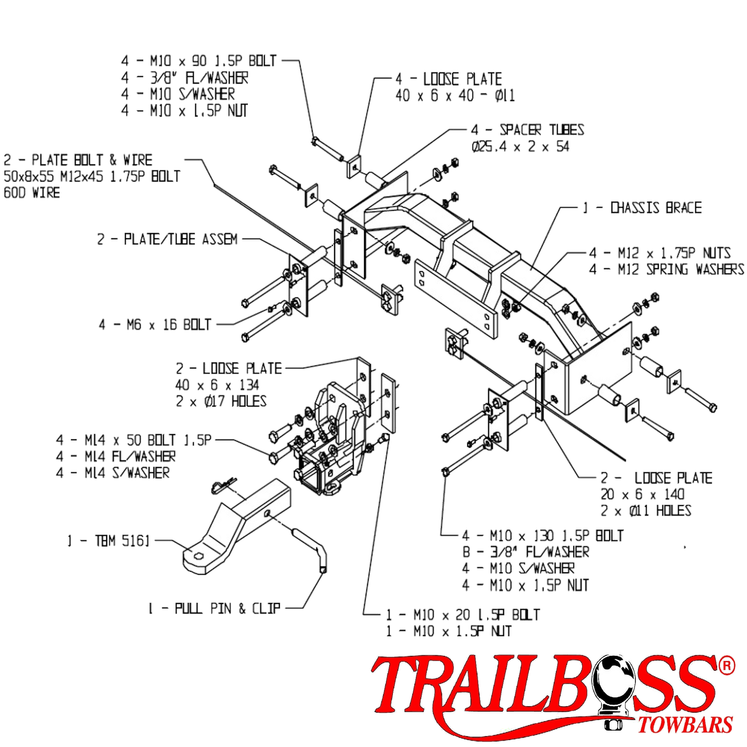 Mercedes-Benz M Class W163 SUV 09/1998 - 06/2005 (Not ML55) - Towbar Kit