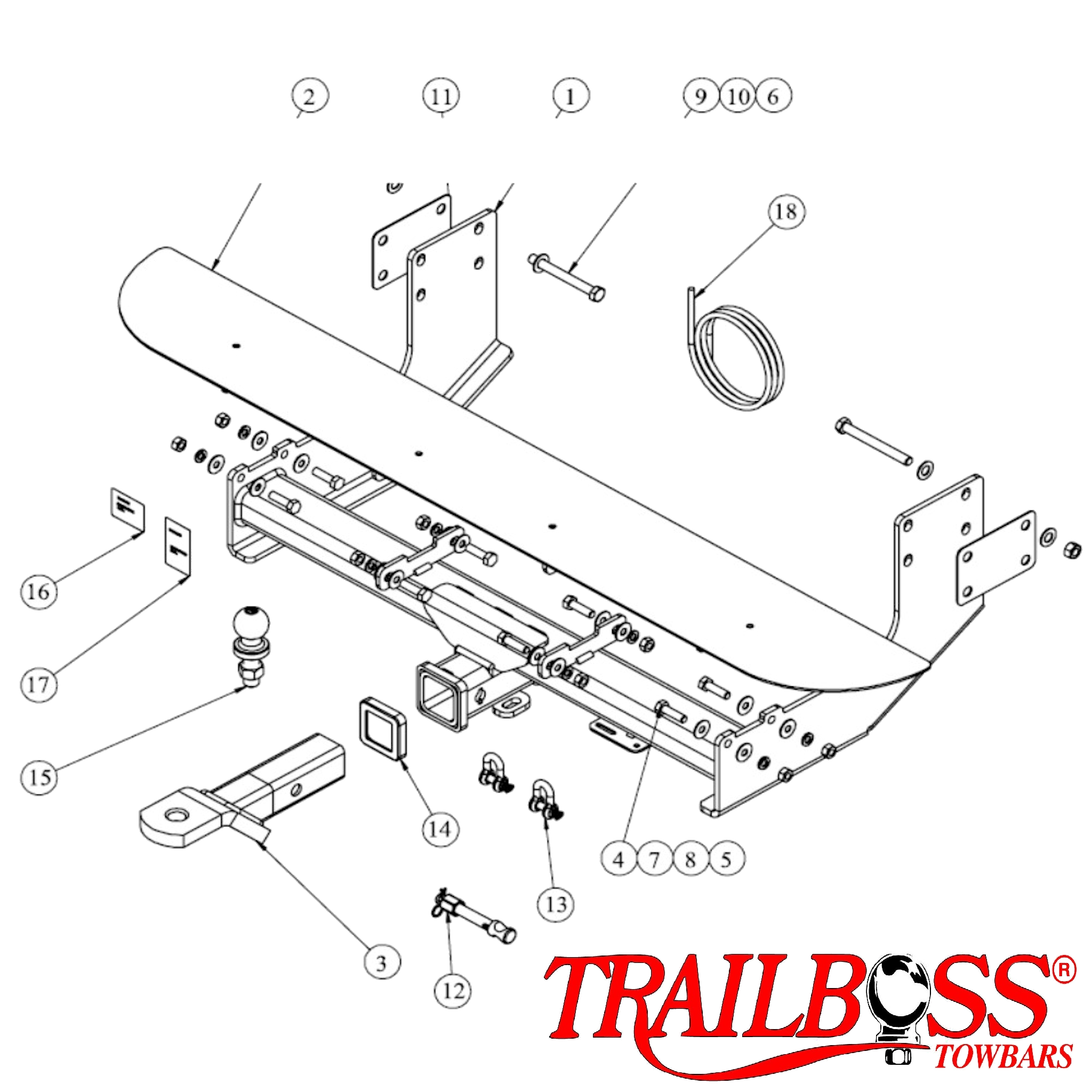 Mercedes-Benz Sprinter SWB Rear Spring Hanger at end of Chassis Van With Bumper 11/2006 - 05/2018 - Towbar Kit - HEAVY DUTY PREMIUM