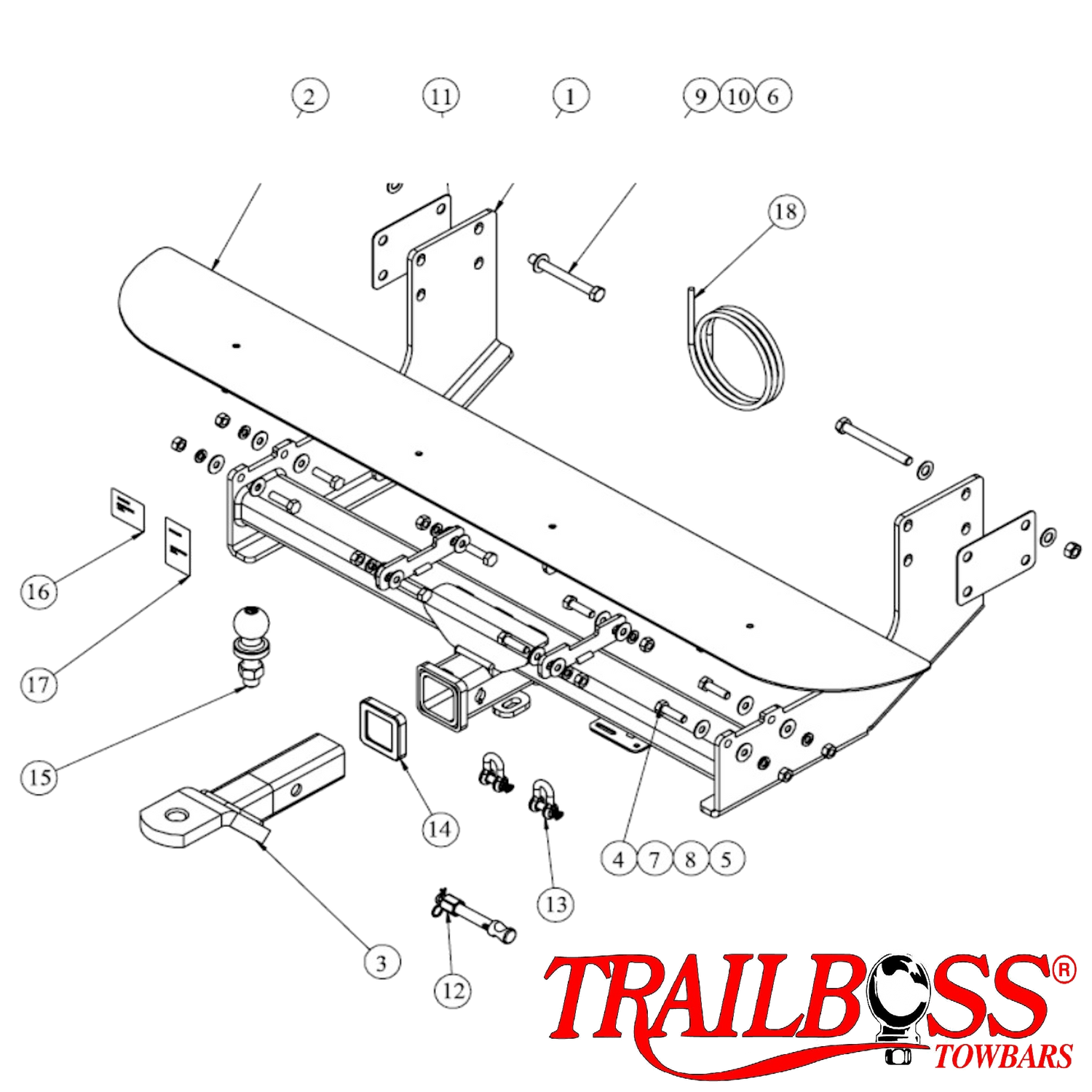 Mercedes-Benz Sprinter SWB Rear Spring Hanger at end of Chassis Van With Bumper 11/2006 - 05/2018 - Towbar Kit