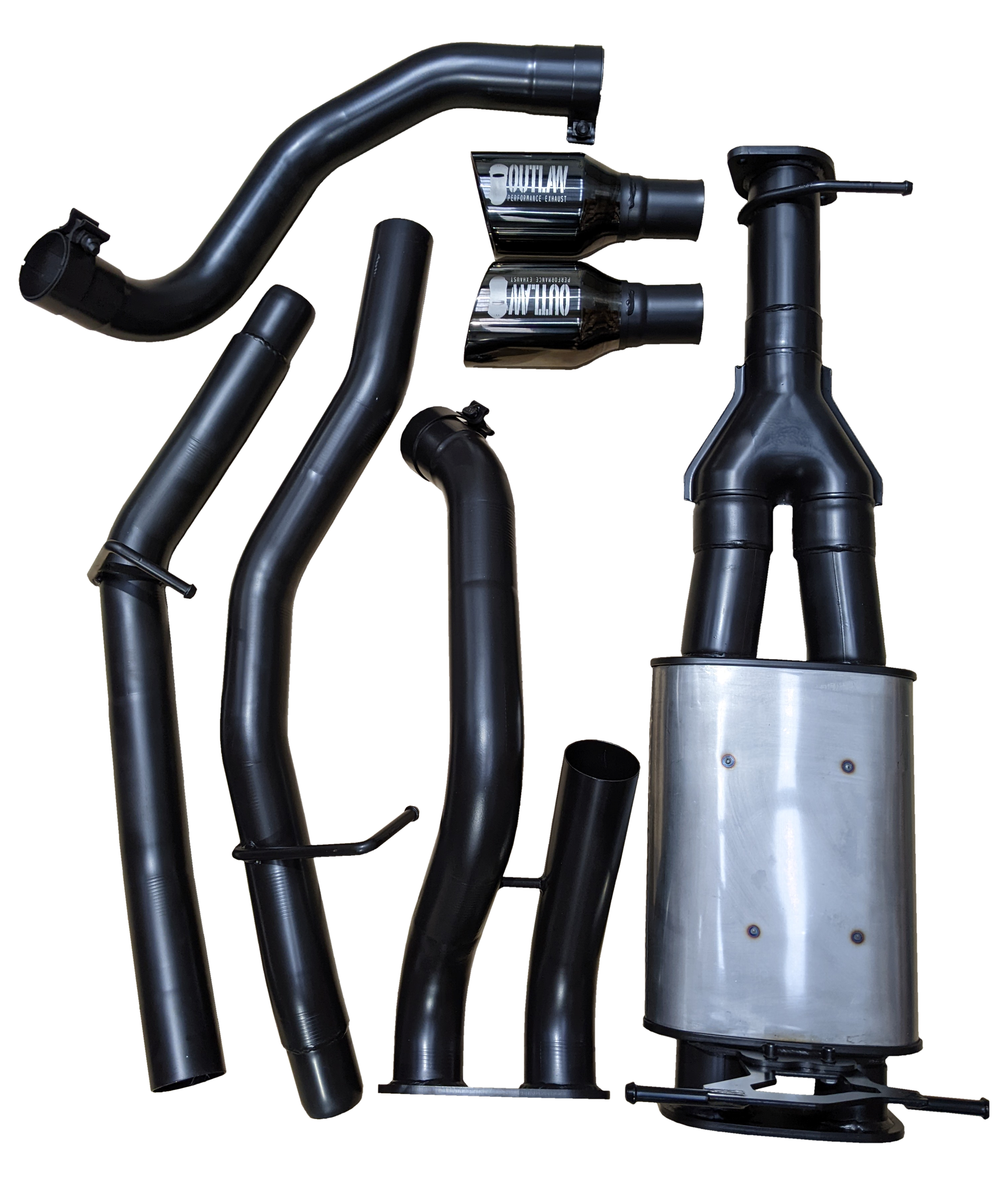 Ram DT 1500 5.7L V8 Hemi Ute 2020 - On - Catback Exhaust System With Twin 4" Black Powder Coated Tips