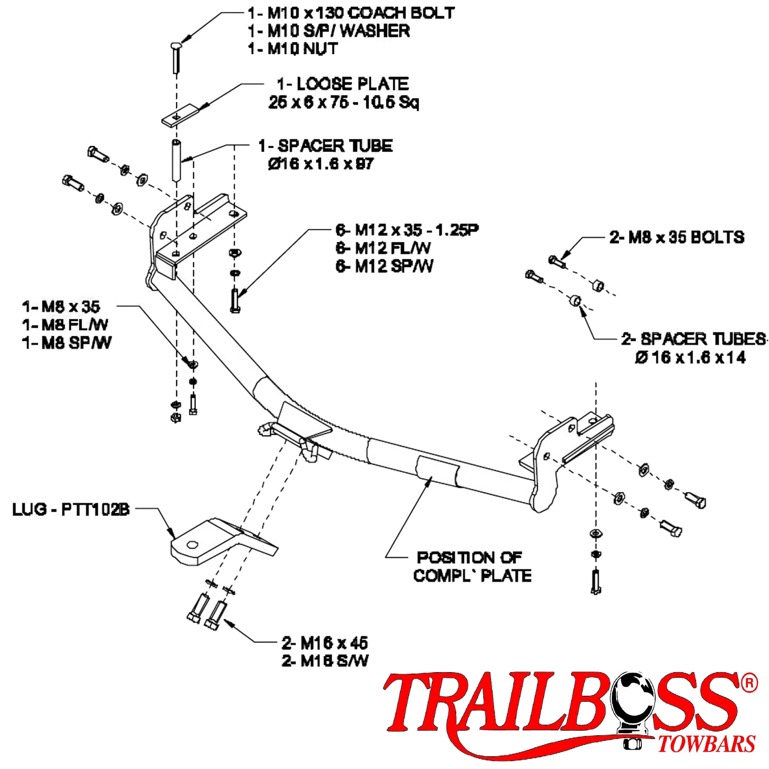 Toyota HiAce SWB & LWB Van 08/1989 - 03/2005 - Towbar Kit