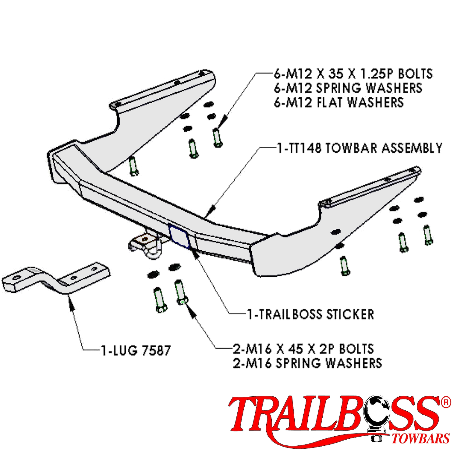 Toyota Tarago People Mover 03/2006 - 06/2021 (Exposed towbar design)- Towbar Kit